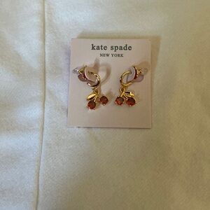 kate spade Gold Tone Hoop Earrings with Red Cherry Charms
